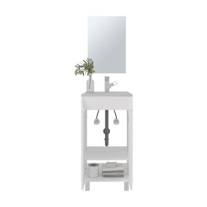 Mobile da Bagno Brady con Specchio a Una Porta e Due Ripiani, Bianco - Product Image 3