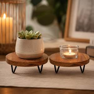 Wooden Polished Accent Pedestal <b>Riser</b> Decorative <b>Table</b> Display Platform Modern Dessert Stand Handmade Farmhouse Centerpiece - Product Image 5