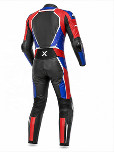 Combinaison de moto en cuir une pièce X Racing |   Noir Rouge Bleu |   Fabricant OEM ODM |   Qualité de conception haut de gamme |   Vêtements de course - Product Image 2