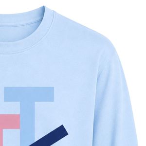 Light Blue JJ Logo Embroidered Long Sleeve Shirt Crew Neck Casual Lightweight <b>Top</b> with Ribbed Cuffs for Custom Teamwear - Product Image 3