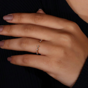 Open Oval Cut Moissanite Eternity <b>Ring</b> Minimalist Adjustable Band Dainty <b>Stacking</b> <b>Ring</b> Unisex Gold Jewelry - Product Image 4
