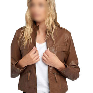 Wholesale Winter for <b>Suede</b> Leather Biker <b>Jacket</b> Asymmetrical Zip Belted Waist Pattern Button OEM ODM Custom Bulk Production - Product Image 5