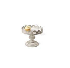 Wooden cake stand for <b>displaying</b> desserts at rustic weddings with handcrafted natural finish and elegant round base - Product Image 2