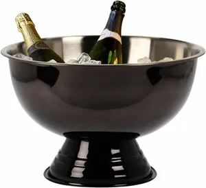 Heavy Duty Black Stainless Steel Punch Bowl Wholesale Bulk Large Party <b>Drink</b> <b>Cooler</b> for Wine, Champagne, Beer with Ice Storage - Product Image 2