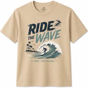 Camiseta de Manga Corta para Hombre OCEANWEAR, Color Beige, Cuello Redondo, Corte Regular, Estampado de Letras con Transferencia Térmica, Ropa Casual, 100% Algodón - Product Image 1