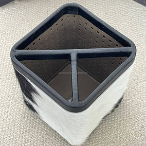 Portaplumas Cuadrado de Cuero Vacuno Genuino Hecho a Mano de Lujo, Organizador de Escritorio de Diseño Occidental, Almacenamiento de Papelería de Oficina - Product Image 6