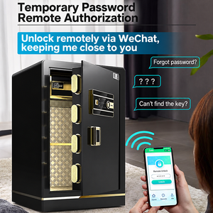 Coffre-fort intelligent avec empreinte digitale, mot de passe, clé, alarme Wi-Fi, porte en acier épaissi, antivol, pour la maison et le bureau, stockage sécurisé des objets de valeur - Product Image 1