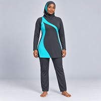 Ensembles de burkinis islamiques modestes personnalisés pour femmes, bas à coupe haute, logo sur le devant, respirant, séchage rapide, ensemble burkini 3 pièces modeste