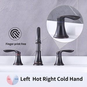 Rubinetto per lavabo bagno da 8 pollici in bronzo lucidato a olio, a 2 maniglie, miscelatore monoforo per lavabo/lavandino - Product Image 6