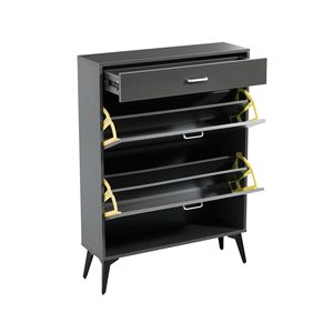 Scarpiera Grigia con Ripiani Portaoggetti, Scaffali Portascarpe Resistenti - Product Image 5