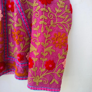 Handmade Women's Vintage Suzani Embroidery Woven Velvet Breathable Eco-Friendly <b>Mandarin</b> <b>Collar</b> Boho Winter Wear <b>Jacket</b> - Product Image 5