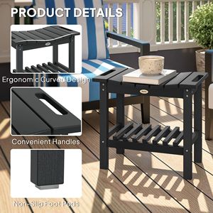 Banco de Ducha para Exteriores de HDPE, Resistente a la Intemperie, con Almohadillas Antideslizantes, Negro, para Patio y Piscina - Product Image 6