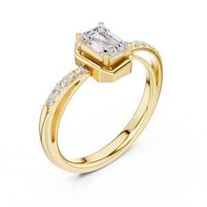 Bijoux contrastés Bague de fiançailles solitaire ovale en or 14 carats pour femme - Product Image 3