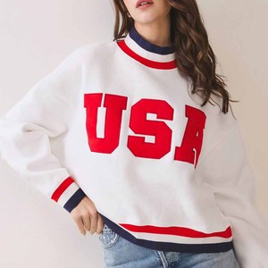 WWD High Quality <b>Mock</b> <b>Neck</b> Cotton Fleece Sweatshirt Tackle Twill Chenille Letter College Greek Pullover Custom College Crew Nec - Product Image 3