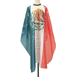 Cape de coiffure professionnelle en polyester imprimé, résistante à l'eau, pour salon de coiffure, avec fermeture ajustable au cou et bouton à crochet - Product Image 6