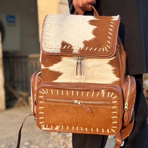 Hair-On Cowhide Leather <b>Backpack</b> Travel Laptop Bag Custom Logo Wholesale Supplier Bulk Manufacturer Export LHBP-0021 - Product Image 1