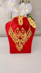 24K <b>Gold</b> Plated Vintage Fashion Jewelry <b>Set</b> Comoros Mayotte Style USA France Necklace Earrings <b>Bangles</b>-Made of Copper Material - Product Image 4