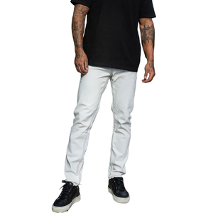 Jeans pour hommes OEM style streetwear en nylon et coton, coupe bootcut, déchirés, extensibles, avec rivets et boutons, pour l'hiver, style hip-hop décontracté - Product Image 3