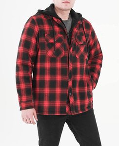 Veste à capuche unisexe grande taille en toile patchwork matelassée, doublée polaire sherpa à carreaux – Meilleure vente - Product Image 4