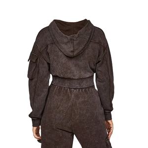 Conjunto de 2 Piezas de Sudadera con Capucha y Pantalones de Chándal de Felpa Suave Unisex con Lavado Ácido, Manga Larga, 100% Algodón, Modelo 2026 - Product Image 6