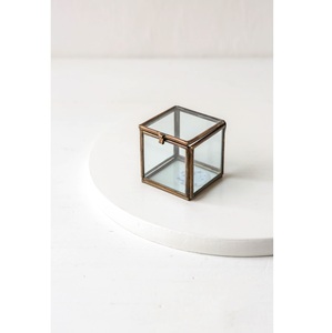 Handmade Octagonal Glass Jewelry Box With Brass Frame Clear Storage Display <b>Case</b> For Organization Octagonal Jewelry Glass Box - Product Image 4