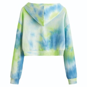 Sudadera Corta con Capucha Tejida con Efecto Tie Dye, Manga Regular, Corte Regular, Unisex, Informal, de Invierno, Poliéster/Algodón - Product Image 2