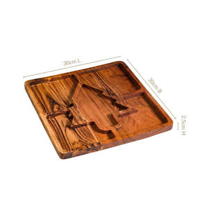 Wood Serving <b>Platter</b> With Christmas Tree Design Multi Compartment For Cookies Candies Party Snacks - Product Image 6