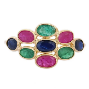 Anillo de Eternidad de Oro de 18K con Múltiples Piedras Preciosas, Ajustable, Estilo Abierto - Product Image 1