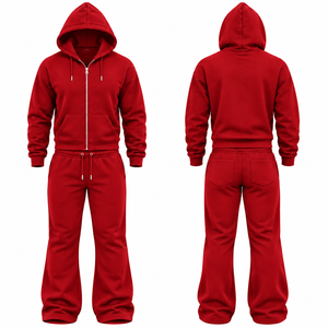 Conjunto de Chándal Moderno para Hombre: Sudadera con Capucha de Cremallera Completa y Pantalones Acampanados Estilo Y2K - Ropa Urbana de Moda - Product Image 1