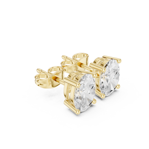 Oval Cut Diamond Stud Earrings in Solid Gold or Sterling Silver Elegant Four Prong Setting Gemstone Jewelry for Women - Product Image 4