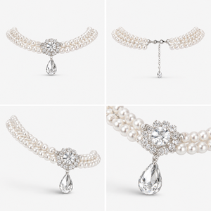 Parure de collier et boucles d'oreilles élégante en perles d'imitation haut de gamme, plaqué argent, style islamique classique, pour fiançailles et mariage, pour femme, transfrontalière - Product Image 4
