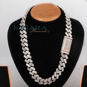 S925 Moissanite <b>Statement</b> <b>Necklace</b> Gold Plated Baguette Cut Geometric Design Women's Luxury Jewelry - Product Image 1