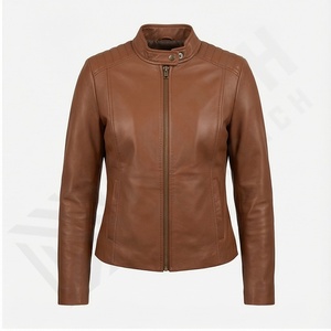 Veste d'hiver respirante en cuir véritable pour femmes design personnalisé très vendue vente en gros fermeture à glissière prix bon marché - Product Image 2