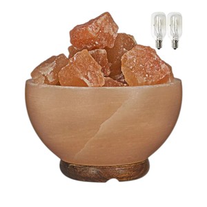 Lampe de sel de l'Himalaya en matériau organique, thème floral, sculptée à l'effet naturel, bol rond, décoration d'intérieur - Product Image 4