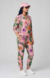 Conjunto Deportivo 2 en 1 para Mujer, Color Marrón y Blanco, Estampado con Bloques de Color, Poliéster/Algodón, Manga Larga, Cuello Alto con Cremallera, Corte Holgado - Product Image 3