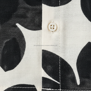 Men's Cuban Collar <b>Shirt</b> <b>Black</b> Floral <b>Short</b> <b>Sleeve</b> Breathable Custom OEM Wholesale - Product Image 5