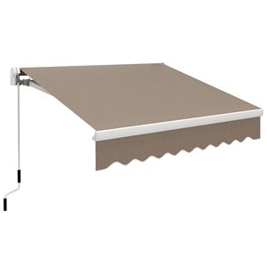 Tenda Parasole Retrattile Manuale 4m x 6.6FT con Braccio Pieghevole e Telaio in Alluminio per Terrazze - Marrone - Product Image 1