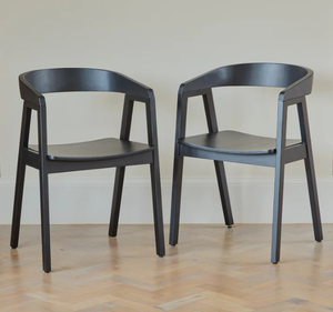 Ensemble de table à manger ovale moderne en teck massif noir avec chaises minimalistes en bois à base croisée, 6 pièces, pour salle à manger, villa, hôtel - Product Image 3