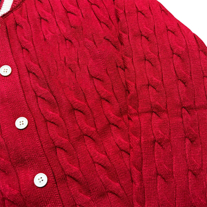 Cardigan en tricot rouge Delta Sorority pour femme, pull à manches longues en coton, broderie grecque, logo DST, col en V, style universitaire - Product Image 6