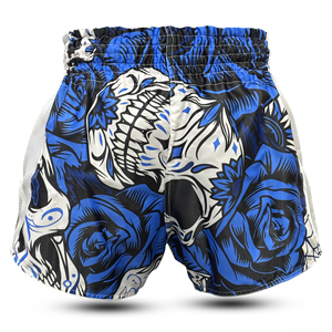 Pantalones Cortos de Entrenamiento de Muay Thai y Kickboxing Estilo Retro Personalizados - Blancos, de Spandex/Poliéster, Ligeros y de Secado Rápido para Hombre - Product Image 2