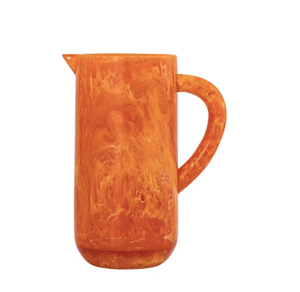 Carafe/Pichet rétro en résine orange avec poignée, pour eau, boissons, décoration de table, jus et boissons d'été - Product Image 1