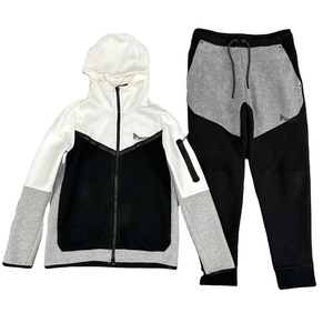 New Wholesale Custom Men Tech Fleece 2 Piece Sets Jogging Tracksuit Polyester/Cotton Solid Color <b>Zipper</b> <b>Hoodie</b> - Product Image 2