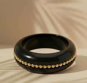 Bracelet classique en acrylique noir MN Exports avec incrustation de perles plaquées or, bijoux de mode unisexe, cadeau islamique - Product Image 6