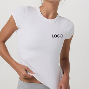 Camiseta de Cuello Redondo para Mujer, Diseño Elegante, Tela Suave y Transpirable, Diseño Básico Informal, Corte Ajustado para Mayor Comodidad, con Logotipo - Product Image 2