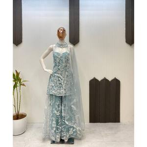 Fancy Party Wear Top and Plazzo with Beautiful Chiffon Dupatta - Product Image 1
