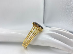 Elegante brazalete clásico de Latón chapado en oro para mujer para ropa informal y formal con piedras preciosas Pulsera de moda elegante - Product Image 2