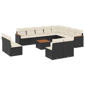 Conjunto de Sofás de Jardín de Ratán Negro, Muebles de Exterior con Cojines de Espuma de Alta Densidad, Diseño Contemporáneo Impermeable - Product Image 4