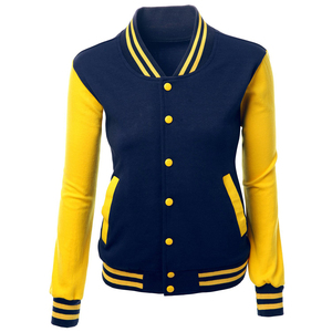 Blouson universitaire pour femme en cuir véritable et laine, style simple et tendance, avec broderie personnalisée, coupe courte, respirant et coupe-vent - Product Image 1
