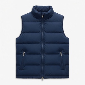 Wholesale Custom OEM Printed Canvas Puffer <b>Jacket</b> Men Customized Winter Half Sleeves Hooded Lightweight Fashion Waterproof - Product Image 3