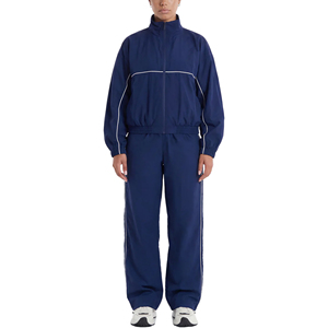 Survêtement bleu marine pour homme, couleur unie, style sportif, col montant, tricoté en polyester, idéal pour l'automne - Product Image 4